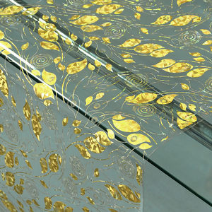 Клеенка силикон Grace LS-3021A (0,8 м; 0,65 мм; рул.20) золотые листья на прозрачном фоне