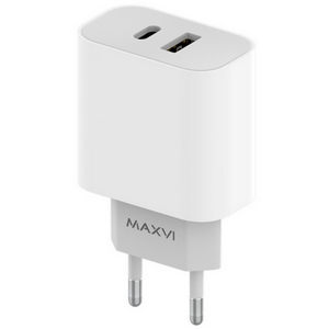 Заряд. устр. сетевое Maxvi CHL-602PD, USB, Type-C, 3.0A, QC3.0 белый