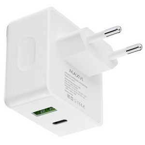 Заряд. устр. сетевое Maxvi CHL-603PD, USB, Type-C, 3.0A, QC3.0, PD30 белый