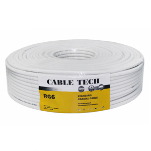 Кабель ТВ коаксиальный RG6 Сигнал Cable tech CCS / Al 30%, PVC бел. (1 м; бухта) 23407