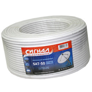 Кабель ТВ коаксиальный SAT50 Сигнал CU / Al 30%, PVC бел.(1м; бухта) 18681