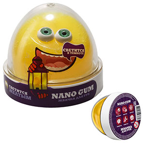 Жвачка для рук Nano gum светится в темноте, желтая 50 г (NGYG50)