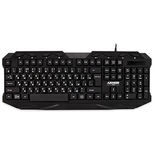Клавиатура CBR KB 868 Armor, игровая, 104 кл. + 9 доп. кл., 3 цв. подсветки, USB