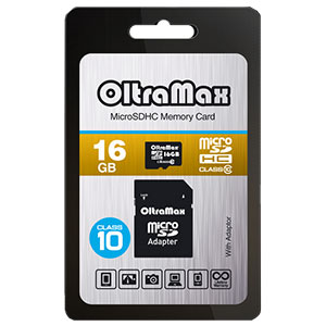 Карта памяти micro-SD OltraMax 16GB class 10 + адаптер