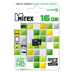 Карта памяти micro-SD Mirex 16GB class 10