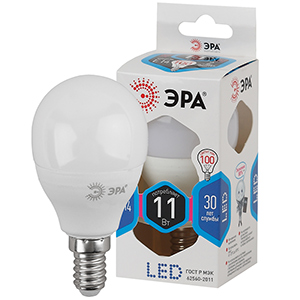 Лампа светодиодная  ЭРА LED P45-11w-840-E14 холодный свет