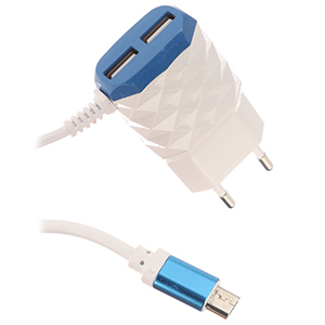 Заряд. устр. сетевое Red Line NC-2.1A 2 USB, 2,1A синий + кабель microUSB