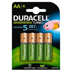 Аккумулятор Duracell HR6 (2400mAh / 2500mAh) предзаряженные, блистер 4шт.