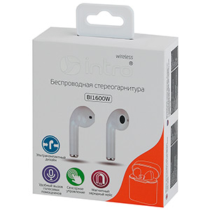 Наушники беспроводные Intro BI-1600 бел. Bluetooth