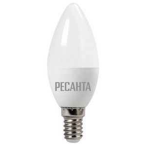 Лампа светодиодная Ресанта LED LL-R-C37-7W-230-3K-E14 теплый свет, свеча