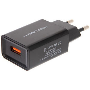 Заряд. устр. сетевое Red Line Tech NQC1-3A USB QC 3.0 черный