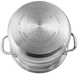 Кастрюля Lara LR02-43 (10,6 л; 26х21 см) крышка стекл.