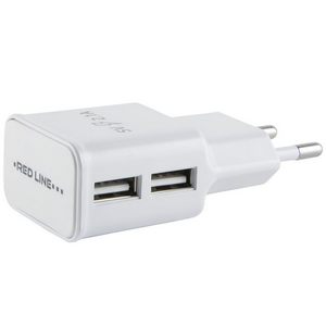 Заряд. устр. сетевое Red Line NT-2A, 2 USB, 2,1A белый + кабель microUSB