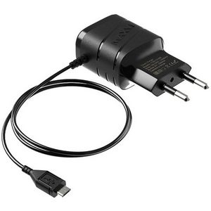 Заряд. устр. сетевое Maxvi TCM-101MB, 1 USB + встр. / каб. micro-USB, 1A черный