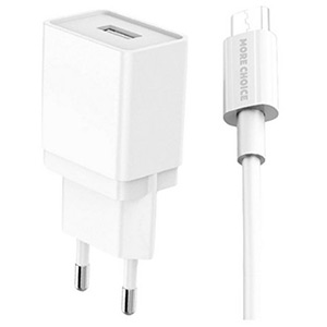 Заряд. устр. сетевое More choice NC33m + кабель micro-USB, 1.0A white