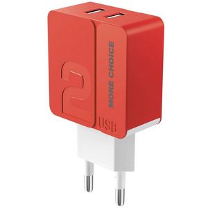 Заряд. устр. сетевое More choice NC46, 2USB 2.4A, red