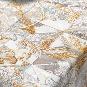 Клеенка столовая Grace ST1080 (1,37 м; рул.20) ткань с ПВХ покр. с тисн., золот.,серые, белые цветы