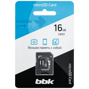 Карта памяти micro-SD BBK 016GSDHCU1C10 / A 16GB class 10 + адаптер