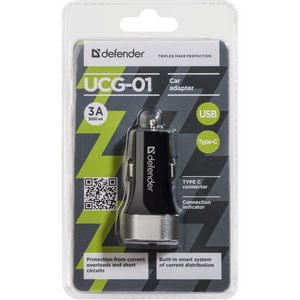 Зарядное устройство автомобильное Defender UCG-01 USB, Type-C, 5.4A 83569