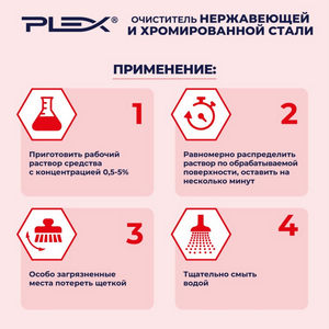 Очиститель нерж. и хром. стали PLEX  1 л (концентрат; от ржавчины и солей жесткости)