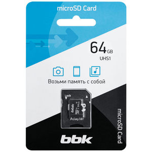 Карта памяти micro-SD BBK 064GXCU1C10A (064GSDHCU1C10A) 64GB class 10 + адаптер