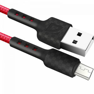 Шнур USB А-микро USB (1 м) шт.-шт. Defender F181 2,4A 87115RED крас.