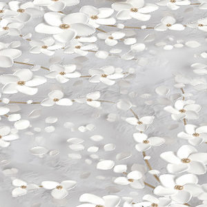 Клеенка столовая Grace ST1087 (1,37 м; рул.20) ткань с ПВХ покр. с тисн., белые цветы на сером