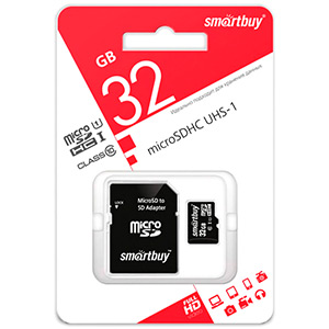 Карта памяти micro-SD Smartbuy 32GB class 10 UHS-1 + адаптер