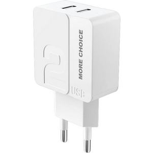 Заряд. устр. сетевое More choice NC46, 2USB 2.4A, white / grey