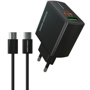 Заряд. устр. сетевое More choice NC61a, 1USB + Type-C, PD 20W, QC3.0, кабель Type-C, black
