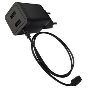 Заряд. устр. сетевое Maxvi A202T, встр. / каб. Type-C, 2 USB, 2A black