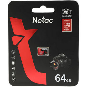 Карта памяти micro-SD Netac 64GB class 10 UHS-1 A1 V30 + адаптер (P500 Extreme Pro)