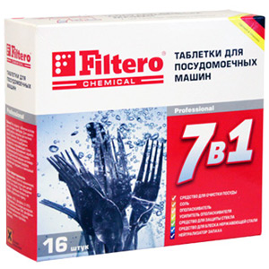 Таблетки для посудомоечной машины Filtero 701 ( 7 в 1, 16 шт)