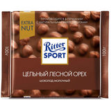 Шоколад Риттер Спорт 100г молочный с цельным лесным орехом