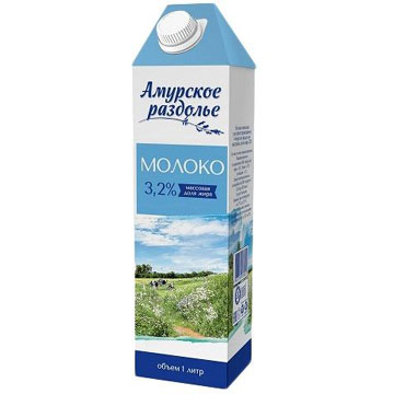 Молоко Амурское Раздолье 1л т/п 3,2%