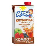 Компот Агуша 500мл Клубника-яблоко черноплод.рябина