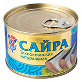 Сайра 5 морей 250г тихоокеанская натуральная ж/б