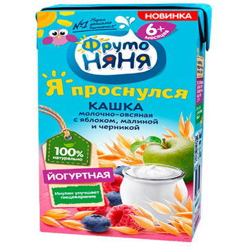 Кашка Фрутто-няня 200мл молочная йогуртная овсяная яб/мал/черника