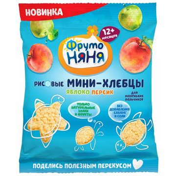 Мини-хлебцы рисовые Фруто няня 30г яблоко/персик