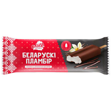 Мороженое Беларуский пломбир 80г 15% эскимо с ароматом ванили в глазури
