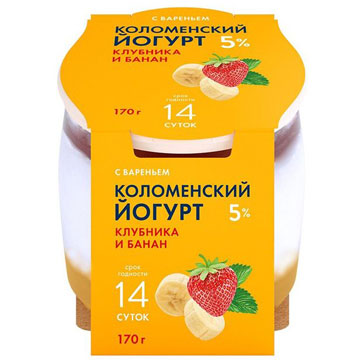 Йогурт Коломенский 170г Клубника и Банан 5%