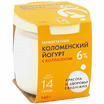 Йогурт Коломенский 160г с Коллагеном термостатный 6%
