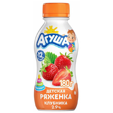 Ряженка Агуша 180г 2,9% Клубника