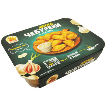 Мини чебуреки 320г с мясом и сливочно-чесночным соусом
