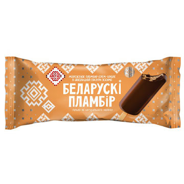 Мороженое Беларуский пломбир 80г 15% Эскимо со вкусом Крем-Брюле в сливочной какаосодержащей гл.