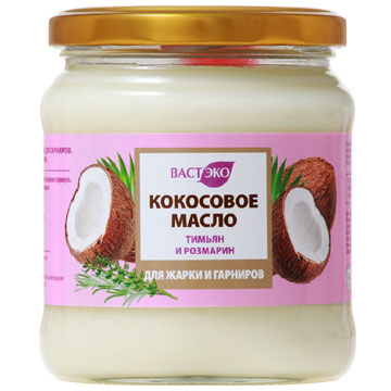 Масло кокосовое ВастЭко 445мл д/жарки Тимьян и Розмарин